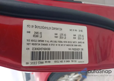 2007 Chrysler 300C from USA, damaged, VIN 2C3KA63H57H684368